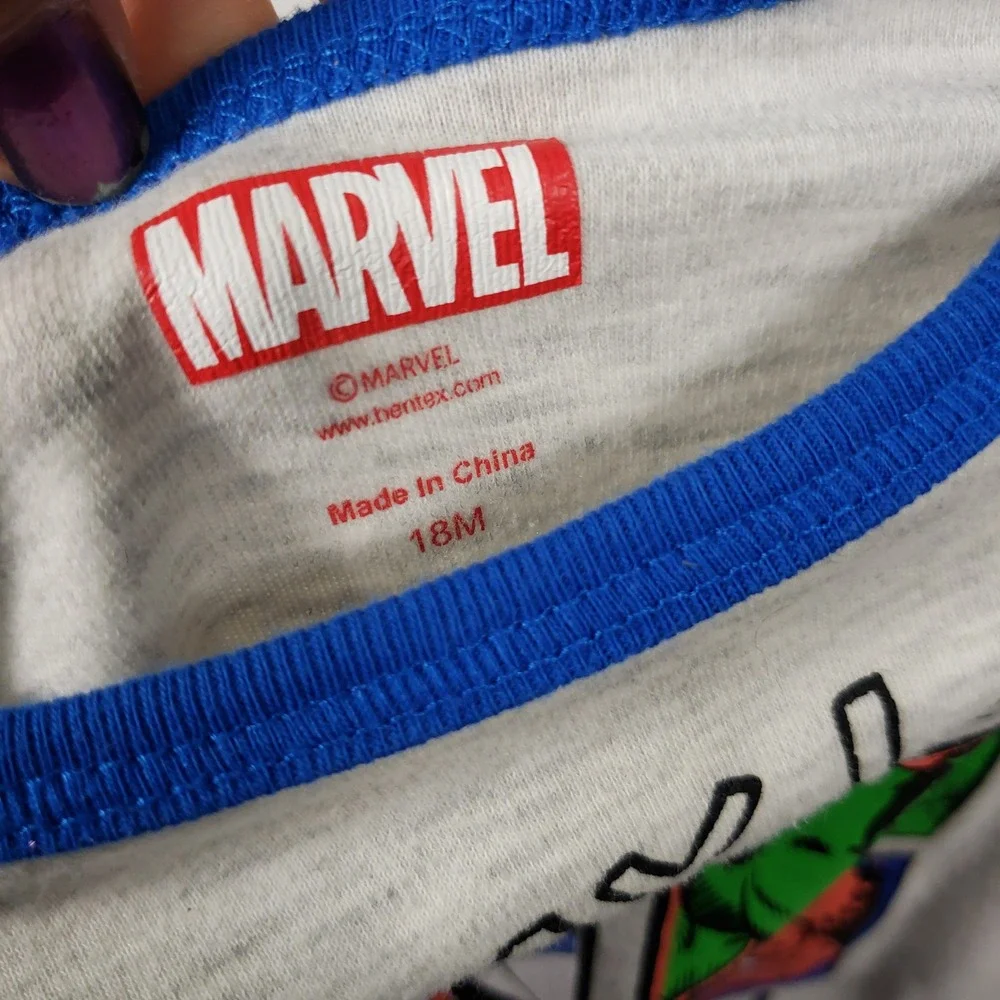Marvel Comics Superhero Captain America Hulk Iron Man Spiderman Shirt 18M‎